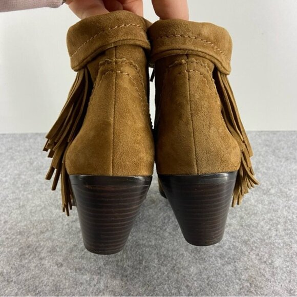 Sam Edelman Brown Suede Fringe-Trimmed Ankle Boot Bootie Women’s Size 7M - Picture 4 of 15